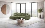 Ecksofa Dixwell mit Longchair Cordstoff Lizza: Olive - Longchair davorstehend links