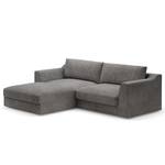 Ecksofa Dixwell mit Longchair Cordstoff Lizza: Grau - Longchair davorstehend links