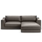 Ecksofa Dixwell mit Longchair Antiklederlook - Microfaser Taeko: Anthrazit - Longchair davorstehend rechts