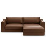 Ecksofa Dixwell mit Longchair Antiklederlook - Microfaser Taeko: Schokobraun - Longchair davorstehend rechts