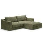 Ecksofa Dixwell mit Longchair Cordstoff Lizza: Olive - Longchair davorstehend rechts