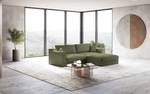 Ecksofa Dixwell mit Longchair Cordstoff Lizza: Olive - Longchair davorstehend rechts