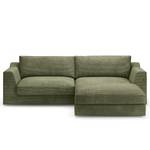 Ecksofa Dixwell mit Longchair Cordstoff Lizza: Olive - Longchair davorstehend rechts