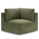 Wohnlandschaft Dixwell mit Hocker Cordstoff Lizza: Olive - Longchair davorstehend links / Ottomane rechts