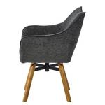 Chaise à accoudoirs Mabontot Noir - Bois massif - Textile - 63 x 88 x 62 cm