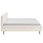 Letto imbottito MATTIS Tessuto / Legno massello di rovere - Tessuto Bouclé Abby: Bianco polare - 140 x 200cm - Senza rete a doghe