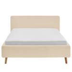 Letto imbottito MATTIS Tessuto / Legno massello di rovere - Bouclè Abby: Beige - 180 x 200cm - Senza rete a doghe