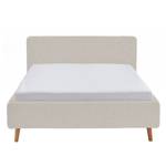 Letto imbottito MATTIS Tessuto / Legno massello di rovere - Bouclè Abby: grigio - 180 x 200cm - Con rete a doghe