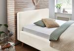 Gestoffeerd bed MATTIS geweven stof/massief eikenhout - Bouclé Stof Abby: Polair wit - 160 x 200cm - Zonder lattenbodem