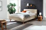 Gestoffeerd bed LOTTE Geweven stof Meara: Modder - 140 x 200cm