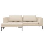 Ecksofa MADISON mit breitem Ottomane Webstoff - Webstoff Saia: Beige - Ottomane davorstehend links - Schwarz