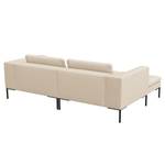 Ecksofa MADISON mit breitem Ottomane Webstoff - Webstoff Saia: Beige - Ottomane davorstehend links - Schwarz