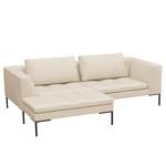 Ecksofa MADISON mit breitem Ottomane Webstoff - Webstoff Saia: Beige - Ottomane davorstehend links - Schwarz