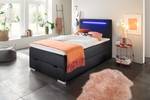 Letto boxspring Las Vegas Incl. illuminazione piedi e testiera, contenitore e topper - Similpelle Mei: nero - 120 x 200cm