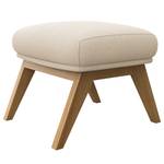 Hocker HEPBURN met houten pootjes geweven stof - Geweven stof Saia: Beige - Donkere eikenhout