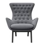 Fauteuil HEPBURN met stikwerk geweven stof - Geweven stof Saia: Steengrijs - Zwart