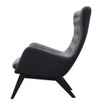 Fauteuil HEPBURN met stikwerk geweven stof - Geweven stof Saia: Steengrijs - Zwart