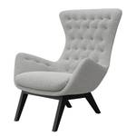 Fauteuil HEPBURN met stikwerk geweven stof - Geweven stof Saia: Lichtgrijs - Zwart