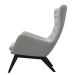 Fauteuil HEPBURN met stikwerk geweven stof - Geweven stof Saia: Lichtgrijs - Zwart