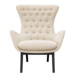 Fauteuil HEPBURN met stikwerk geweven stof - Geweven stof Saia: Beige - Zwart