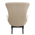 Fauteuil HEPBURN met stikwerk geweven stof - Geweven stof Saia: Beige - Zwart