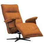 Relaxfauteuil Kesse antieke leerlook - Textielmix Bulan: Cognac