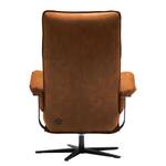 Relaxfauteuil Kesse antieke leerlook - Textielmix Bulan: Cognac