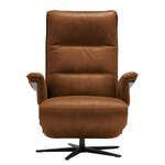 Fauteuil de relaxation Kesse Aspect cuir vieilli - Tissu composite Bulan: Camel