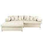 Ecksofa Naomi Samt Onoli: Creme - Longchair davorstehend links