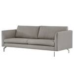 3-Sitzer Sofa Kayena Webstoff - Webstoff Lark: Braungrau - Chrom glänzend