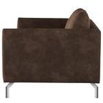 Canapé 3 places Kayena Aspect cuir vieilli - Microfibre Priya: Marron foncé - Chrome brillant