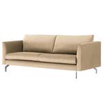 3-zitsbank Kayena fluweel - Velours Sadia: Beige - Chroomkleurig glanzend