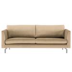 3-Sitzer Sofa Kayena Samt - Samt Sadia: Beige - Chrom glänzend