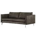 3-Sitzer Sofa Kayena Antiklederlook - Microfaser Priya: Anthrazit - Chrom glänzend