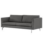 3-Sitzer Sofa Kayena Webstoff - Webstoff Lark: Dunkelgrau - Chrom glänzend