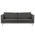 3-Sitzer Sofa Kayena Webstoff - Webstoff Lark: Dunkelgrau - Chrom glänzend