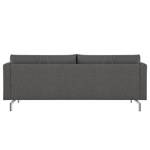 3-Sitzer Sofa Kayena Webstoff - Webstoff Lark: Dunkelgrau - Chrom glänzend