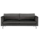 3-Sitzer Sofa Kayena Samt - Samt Sadia: Dunkelgrau - Chrom glänzend