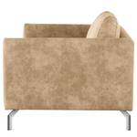 Canapé 3 places Kayena Aspect cuir vieilli - Microfibre Priya: Beige - Chrome brillant