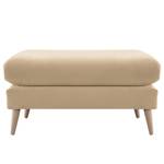 Gestoffeerde hocker Kayena fluweel - Velours Sadia: Beige - Licht beukenhout