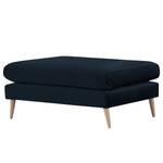 Gestoffeerde hocker Kayena fluweel - Velours Sadia: Donkerblauw - Licht beukenhout