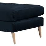 Gestoffeerde hocker Kayena fluweel - Velours Sadia: Donkerblauw - Licht beukenhout