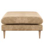 Gestoffeerde hocker Kayena antieke leerlook - Microvezel Priya: Beige - Licht beukenhout