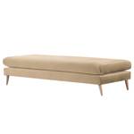 Hockerbank Kayena fluweel - Velours Sadia: Beige - Licht beukenhout