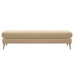 Hockerbank Kayena fluweel - Velours Sadia: Beige - Licht beukenhout