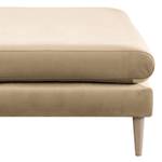 Hockerbank Kayena fluweel - Velours Sadia: Beige - Licht beukenhout