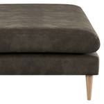 Banc repose-pieds Kayena Aspect cuir vieilli - Microfibre Priya: Anthracite - Hêtre clair