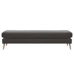 Banc repose-pieds Kayena Velours - Velours Sadia: Gris foncé - Hêtre clair