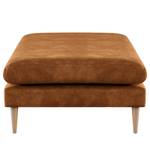 Banc repose-pieds Kayena Aspect cuir vieilli - Microfibre Priya: Cognac - Hêtre clair