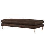 Banc repose-pieds Kayena Aspect cuir vieilli - Microfibre Priya: Marron foncé - Hêtre clair